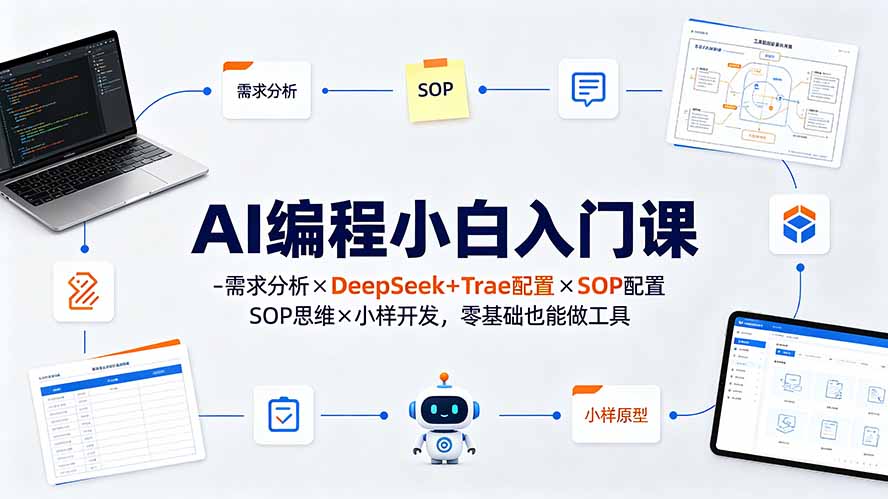 AI编程小白入门课-需求分析×DeepSeek+Trae配置×SOP思维×小样开发,零基础也能做工具-马哥的资源库