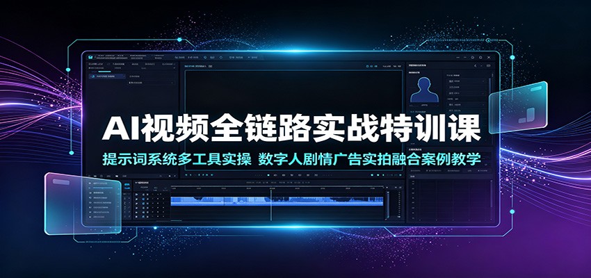 AI视频全链路实战特训课：提示词系统多工具实操，数字人剧情广告实拍融合案例教学-马哥的资源库