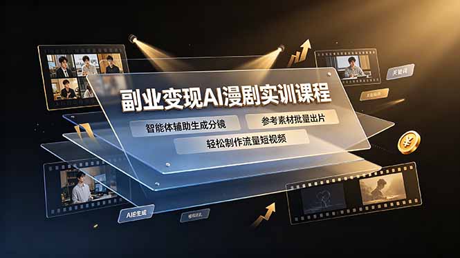 副业变现AI漫剧实训课程，智能体辅助生成分镜，参考素材批量出片，轻松制作流量短视频-马哥的资源库