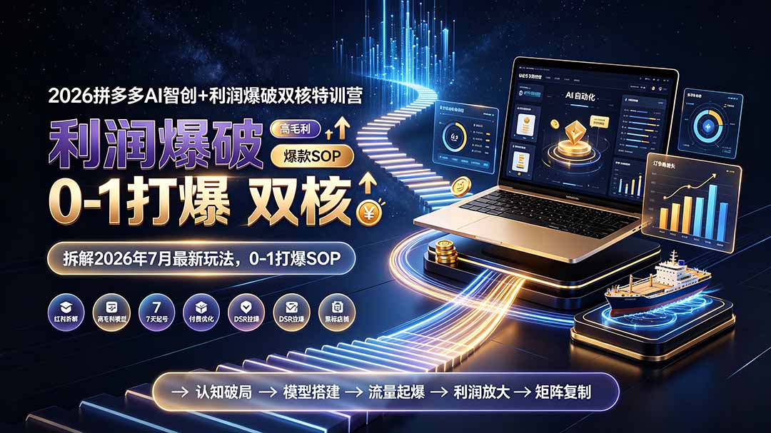 2026拼多多AI智创+利润爆破双核特训营-更新：拆解2026年7月最新玩法，0-1打爆SOP-马哥的资源库