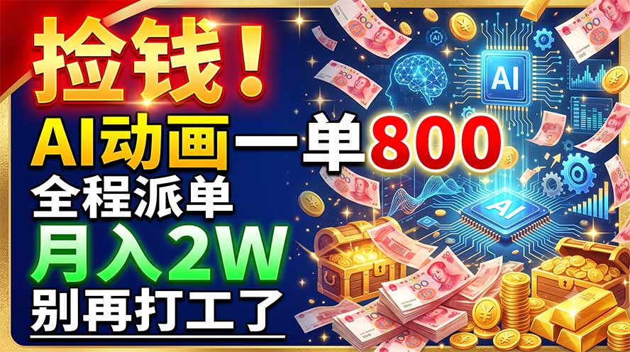 捡钱!AI动画一单800,全程派单,月入2W,别再打工了-马哥的资源库