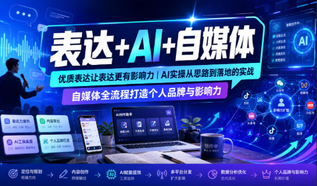 表达+AI+自媒体，优质表达让表达更有影响力|AI实操从思路到落地的实战|自媒体全流程打造个人品牌与影响力-马哥的资源库