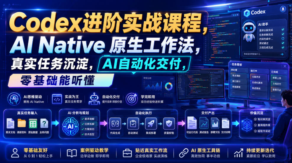 Codex进阶实战课|AI Native原生工作法,22节真实任务落地,从配置到AI自动化交付全链路教程-马哥的资源库