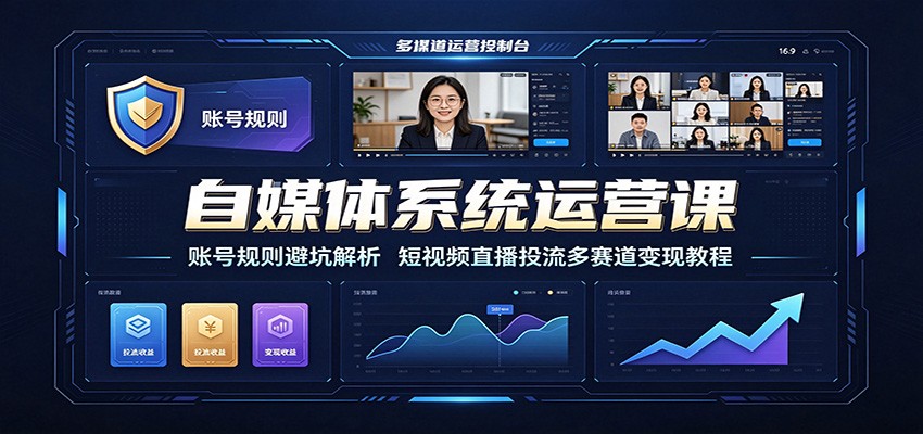 自媒体系统运营课:账号规则避坑解析,短视频直播投流多赛道变现教程-马哥的资源库