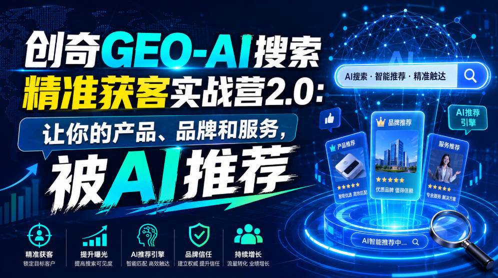 创奇GEO-AI搜索精准获客实战营2.0：让你的产品、品牌和服务，被AI推荐-马哥的资源库