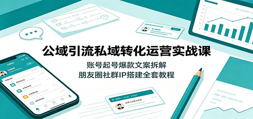 公域引流私域转化运营实战课:账号起号爆款文案拆解,朋友圈社群IP搭建全套教程-马哥的资源库