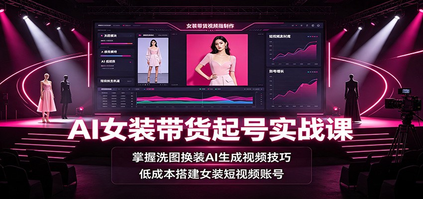 AI女装带货起号实战课：掌握洗图换装AI生成视频技巧，低成本搭建女装短视频账号-马哥的资源库