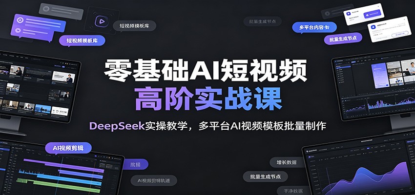 零基础AI短视频高阶实战课：DeepSeek实操教学，多平台AI视频模板批量制作-马哥的资源库