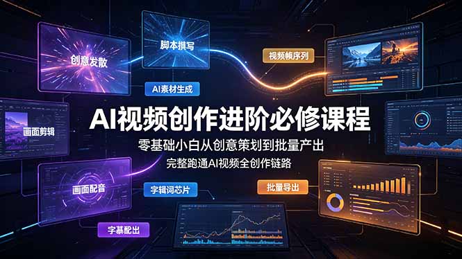 AI视频创作进阶必修课程:零基础小白从创意策划到批量产出,完整跑通AI视频全创作链路-马哥的资源库