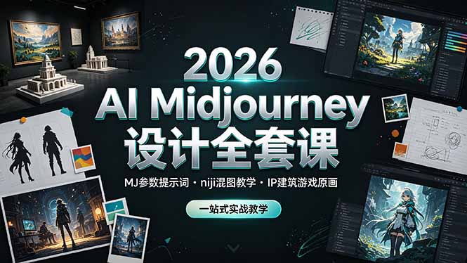 2026 AI Midjourney设计全套课，MJ参数提示词niji混图教学，IP建筑游戏原画一站式实战教学-马哥的资源库
