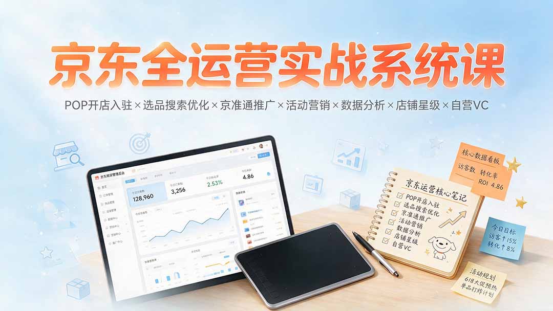 京东全运营实战系统课：POP开店入驻×选品搜索优化×京准通推广×活动营销×数据分析×店铺星级×自营VC-马哥的资源库