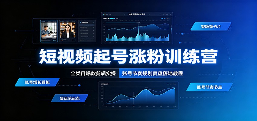 短视频起号涨粉训练营：全类目爆款剪辑实操，账号节奏规划复盘落地教程-马哥的资源库