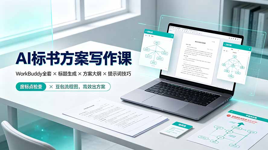 AI标书方案写作课:WorkBuddy全套×标题生成×方案大纲×提示词技巧×废标点检查×豆包流程图,高效出方案-马哥的资源库
