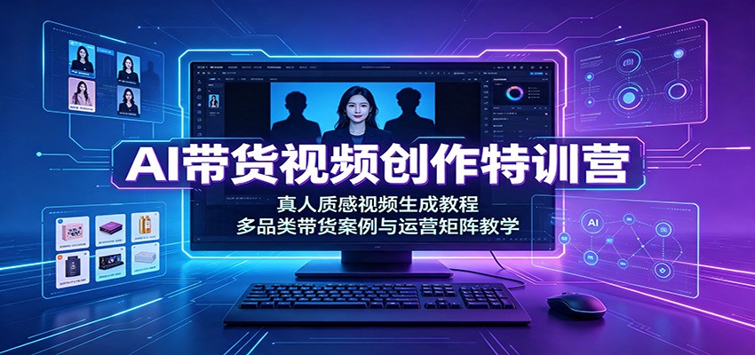 AI带货视频创作特训营：真人质感视频生成教程，多品类带货案例与运营矩阵教学-马哥的资源库