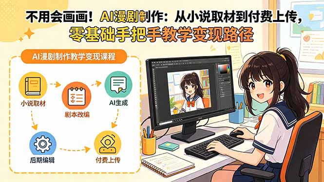 不用会画画!AI漫剧制作:从小说取材到付费上传,零基础手把手教学变现路径(更新-马哥的资源库
