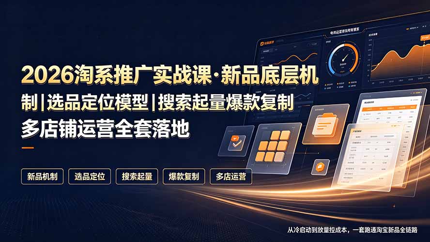 2026淘系推广实战课·新品底层机制|选品定位模型|搜索起量爆款复制多店铺运营全套落地教程-马哥的资源库