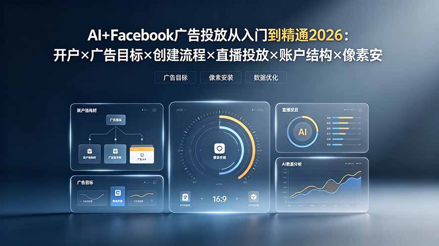 AI+Facebook广告投放从入门到精通2026:开户×广告目标×创建流程×直播投放×账户结构×像素安装×AI赋能-马哥的资源库