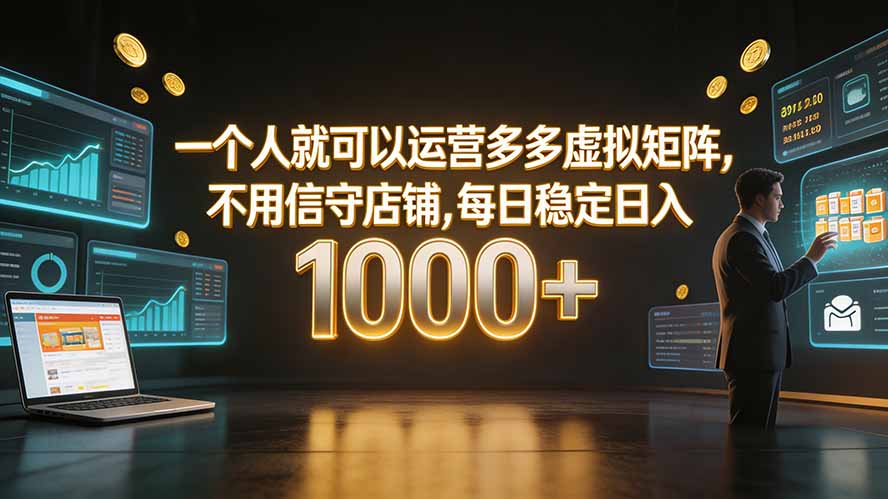 一个人就可以运营多多虚拟矩阵，不用值守店铺，每日稳定日入 1000+-马哥的资源库