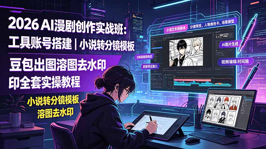 2026AI漫剧创作实战班:工具账号搭建|小说转分镜模板|豆包出图溶图去水印全套实操教程-马哥的资源库