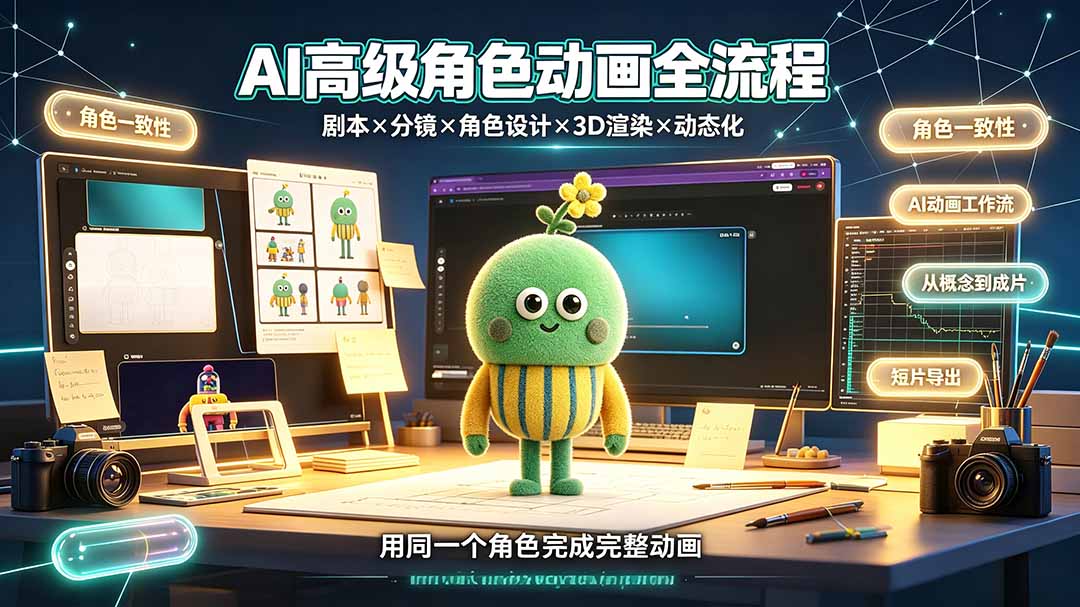 AI高级角色动画全流程:剧本×分镜×角色设计×3D渲染×动态化,从概念到成片一站式教学-马哥的资源库