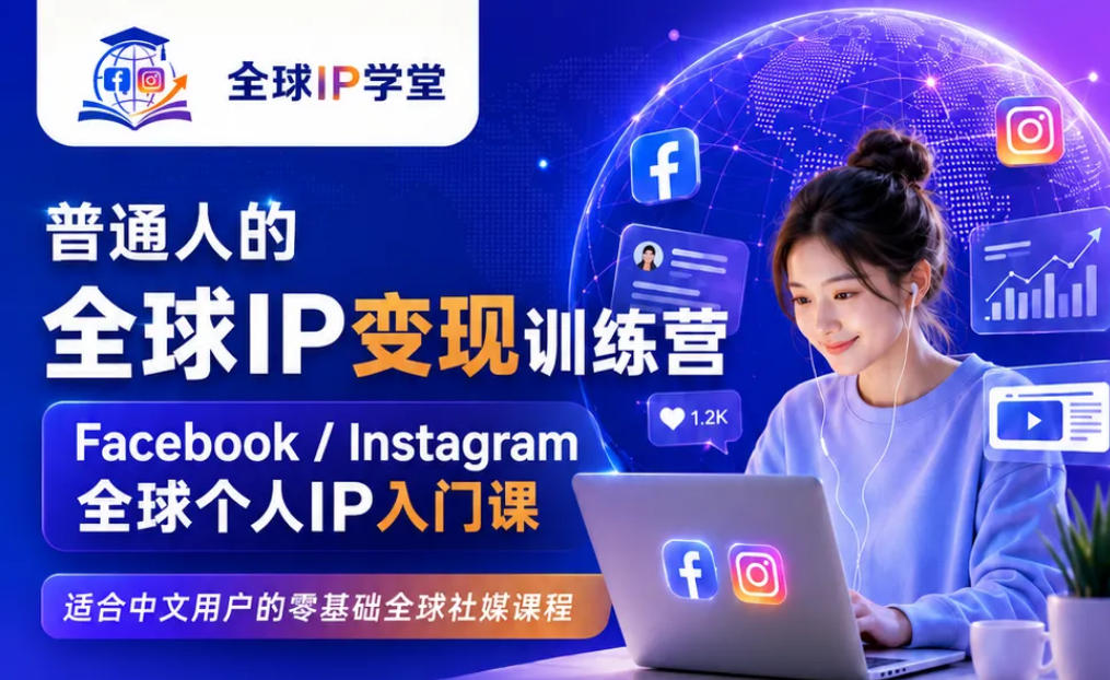 普通人的全球IP变现训练营，Facebook/Instagram全球个人IP入门课，零基础全球社媒课程-马哥的资源库