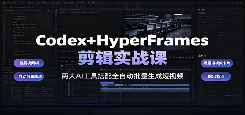 Codex+HyperFrames剪辑实战课:两大AI工具搭配全自动批量生成短视频-马哥的资源库