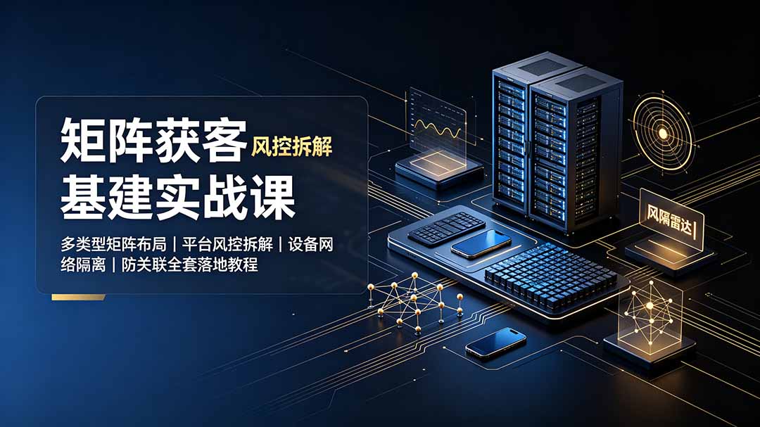 矩阵获客基建实战课:多类型矩阵布局|平台风控拆解|设备网络隔离|防关联全套落地教程-马哥的资源库