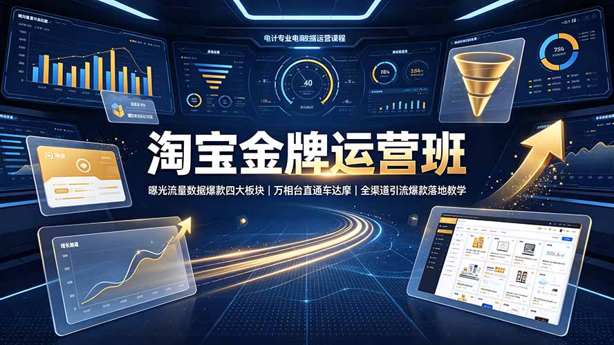 淘宝金牌运营班-7月:曝光流量数据爆款四大板块|万相台直通车达摩|全渠道引流爆款落地教学-马哥的资源库