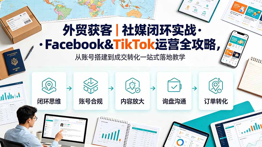 外贸获客｜社媒闭环实战·Facebook&TikTok运营全攻略，从账号搭建到成交转化一站式落地教学-马哥的资源库