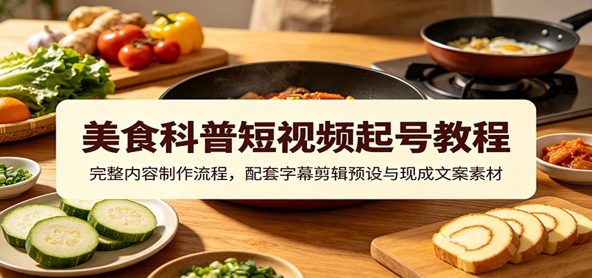 美食科普短视频起号教程：完整内容制作流程，配套字幕剪辑预设与现成文案素材-马哥的资源库