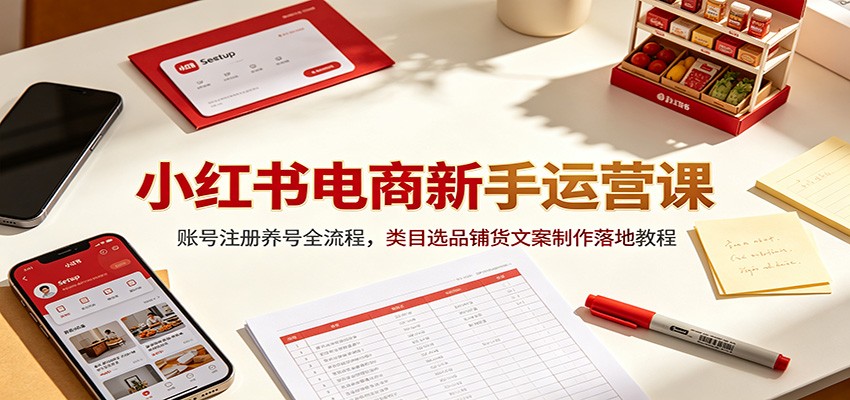 小红书电商新手运营课：账号注册养号全流程，类目选品铺货文案制作落地教程-马哥的资源库
