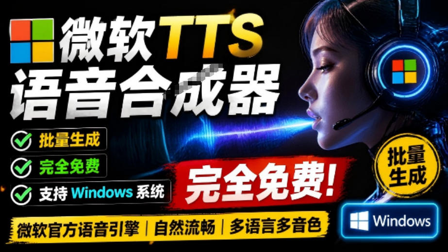 微软TTS免费语音配音生成器,完全免费,支持多语音、多音色选择,Windows系统专用TTS语音合成器-马哥的资源库