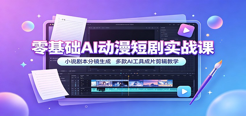 零基础AI动漫短剧实战课:小说剧本分镜生成,多款AI工具成片剪辑教学-马哥的资源库