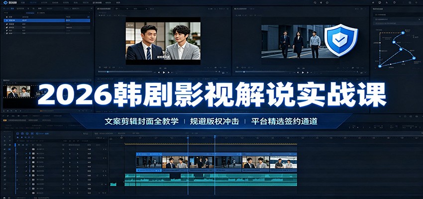 2026韩剧影视解说实战课:文案剪辑封面全教学,规避版权冲击平台精选签约通道-马哥的资源库