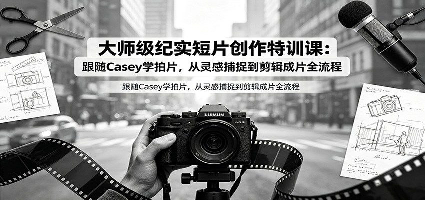 大师级纪实短片创作特训课：跟随Casey学拍片，从灵感捕捉到剪辑成片全流程-马哥的资源库