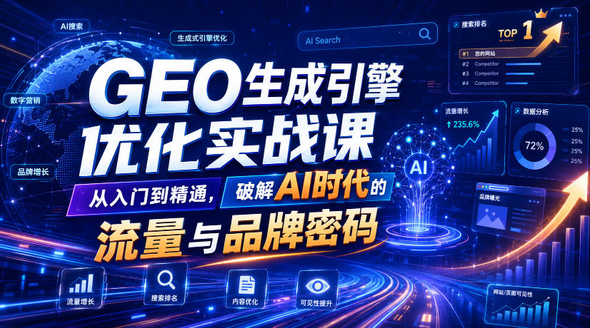 GEO生成引擎优化实战课,从入门到精通,破解AI时代的流量与品牌密码-马哥的资源库