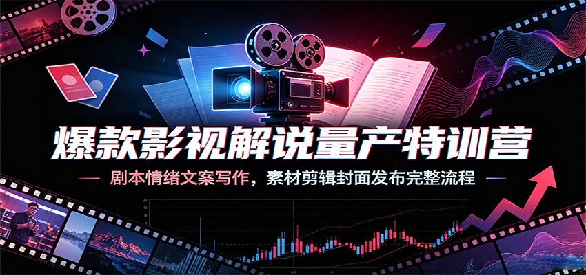 爆款影视解说量产特训营：剧本情绪文案写作，素材剪辑封面发布完整流程-马哥的资源库
