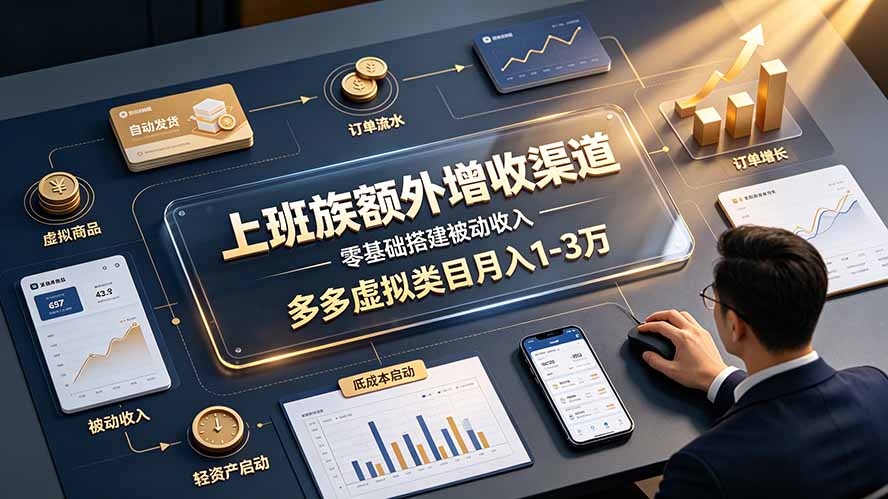 上班族额外增收渠道，零基础搭建被动收入，多多虚拟类目月入 1-3 万-马哥的资源库