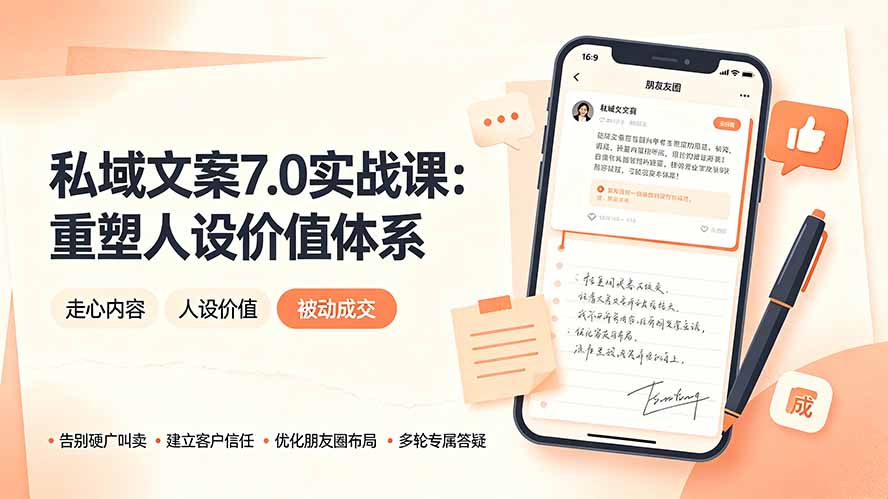 私域文案实战课7.0：重塑人设价值体系｜-告别硬广推销×走心内容×自我价值塑造，实现被动成交-马哥的资源库