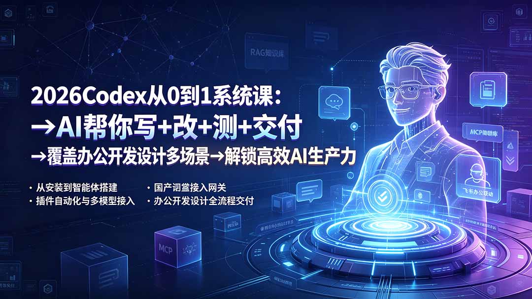2026Codex从0到1系统课:→AI帮你写+改+测+交付→覆盖办公开发设计多场景→解锁高效AI生产力-马哥的资源库