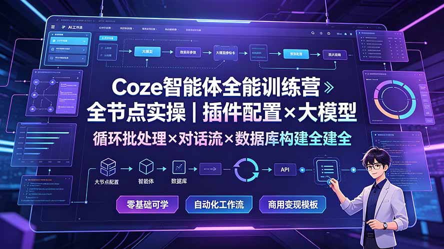Coze智能体全能训练营：全节点实操｜插件配置×大模型×循环批处理×对话流×数据库构建全教学-马哥的资源库