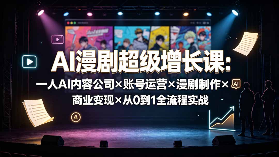 AI漫剧超级增长课：一人AI内容公司×账号运营×漫剧制作×商业变现×从0到1全流程实战-马哥的资源库
