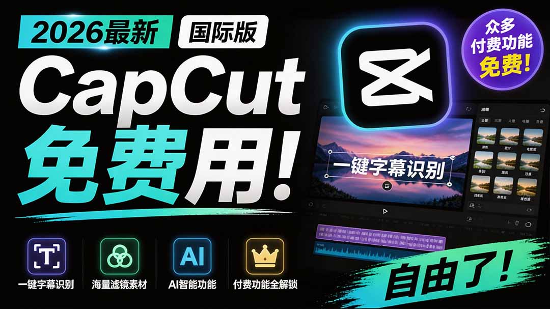 2026最新国际版剪映!CapCut 众多付费功能免费用,一键字幕识别 / 滤镜素材 / AI智能功能自由了 CapCut-马哥的资源库