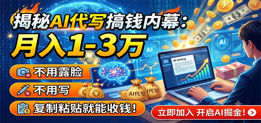 揭秘AI代写搞钱内幕：月入1-3万，不用露脸不用写，复制粘贴就能收钱！-马哥的资源库