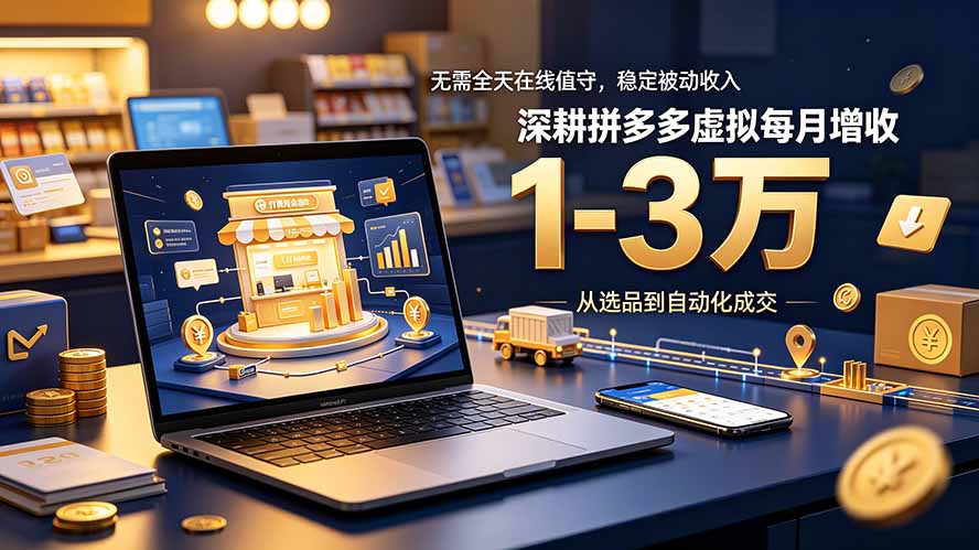 无需全天在线值守，稳定被动收入，深耕拼多多虚拟每月增收 1-3 万-马哥的资源库