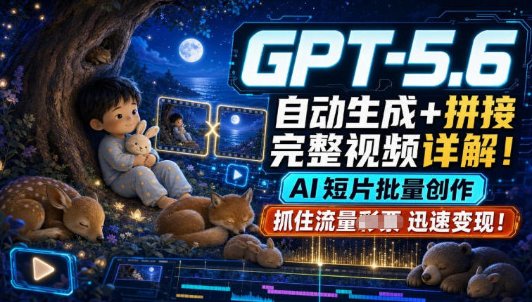 GPT-5.6自动生成＋拼接完整视频详解，AI短片批量创作，抓住流量迅速变现！-马哥的资源库