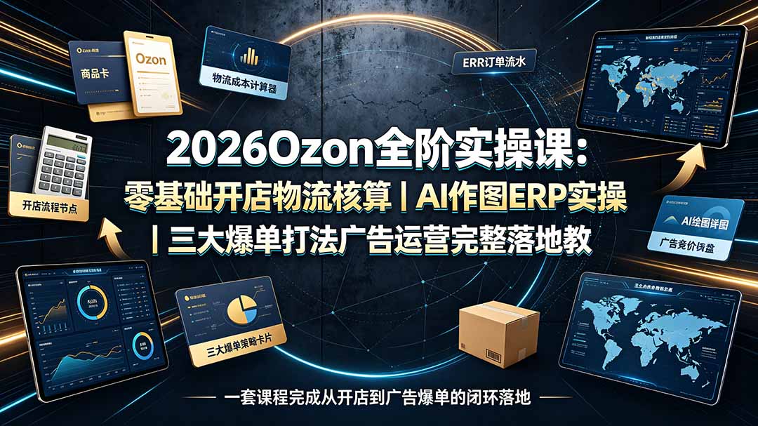 2026Ozon全阶实操课:零基础开店物流核算|AI作图ERP实操|三大爆单打法广告运营完整落地教程-马哥的资源库