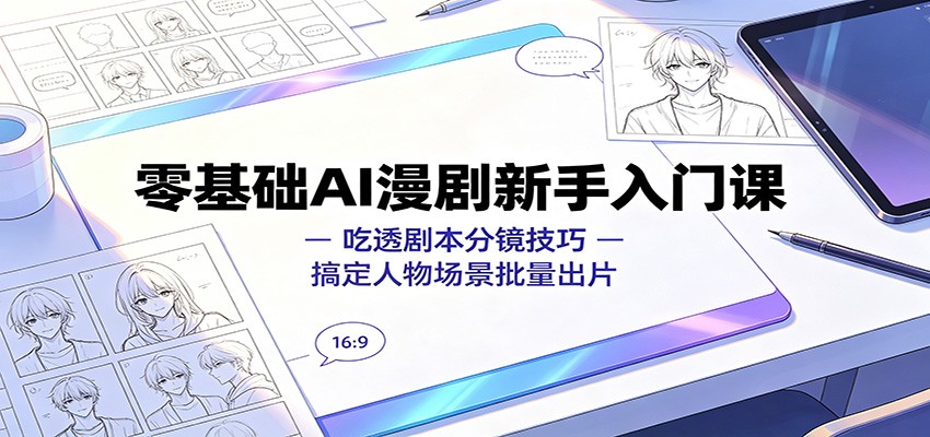 零基础AI漫剧新手入门课：吃透剧本分镜技巧，搞定人物场景批量出片-马哥的资源库
