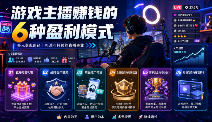 付费文章:游戏主播賺钱的6种盈利模式-马哥的资源库