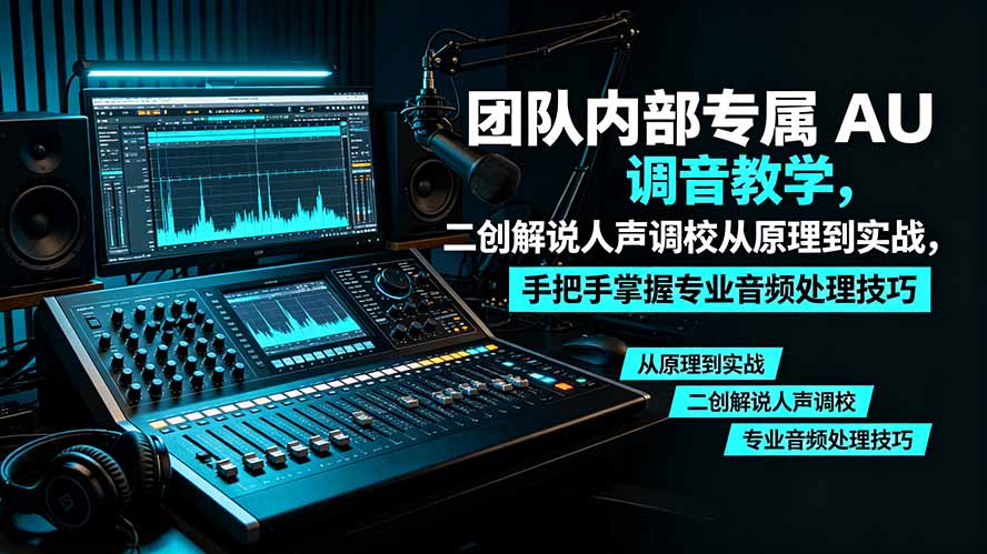某大佬团队内部专属 AU 调音教学，二创解说人声调校从原理到实战，手把手掌握专业音频处理技巧-马哥的资源库